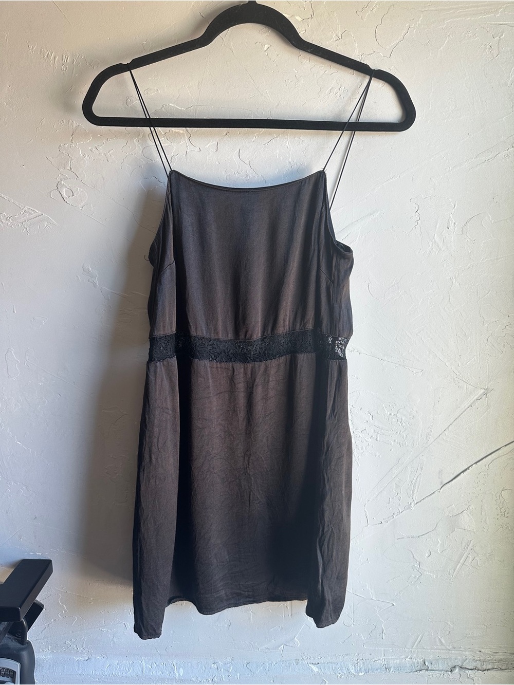 Zara Trafaluc Washed Black Viscose Slip Dress Lace‎ Trim Dark Fairy Grunge Y2K S